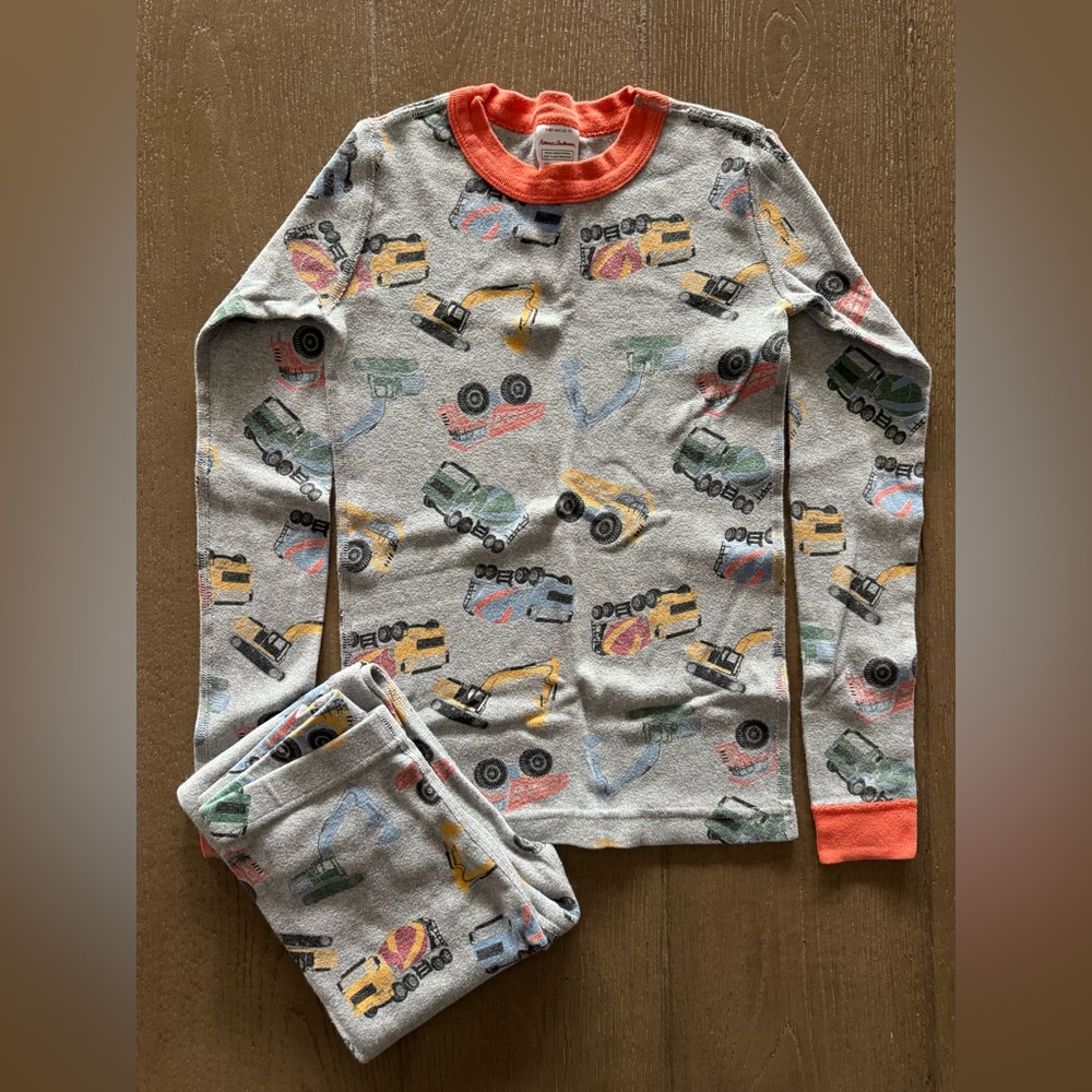 Hanna Andersson Gray and Orange Construction Pajama Set - Size 10